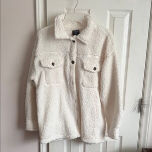 Cream Sherpa Botton down Shacket